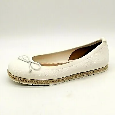 Me Too Womens Kenzie 15 Espadrille Ballet Flats White Knit Round Toe 9M NEW • $19.99