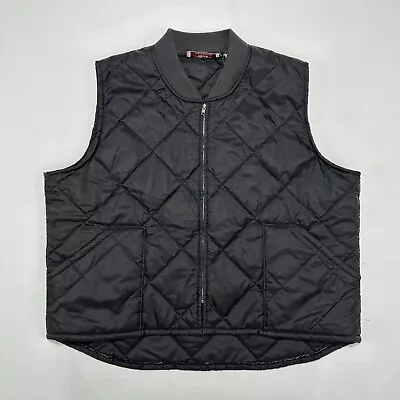 Vintage Big Mac Workwear Quilted Vest Men's Size XXL 2XL Black Zip Up Pockets • $29.99