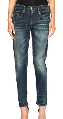 R13 Boy Skinny Jeans In Berlin Blue Sz 24 Whiskered Midrise R13W0086-576 (f • $70