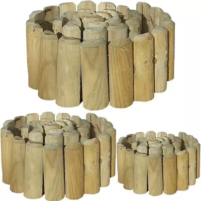 Garden Wooden Log Roll Border Lawn Paths Edging Fence Outdoor Fencing Panel 1.8m • £18.99