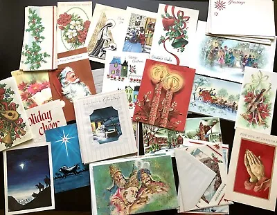 Vintage 1950-60s UNSIGNED Christmas Cards Lot Of 50 • $24.99