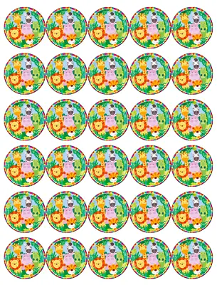 Jungle Animals Cupcake Toppers Edible Wafer Paper Fairy Cake Topper • £2.70