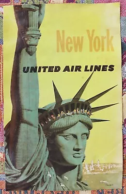 1960's United Airlines New York Statue Of Liberty Travel Poster Stan Galli • $24.99