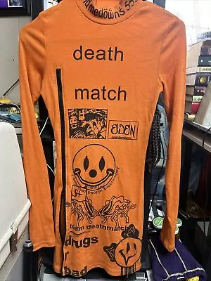 Kolly Neon Orange Zip  Death Match Clown Graphic Mini Dress  (nwt) Never Worn • $50