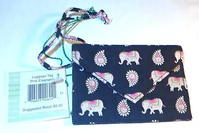Nwt Vera Bradley New With Tags Black & Pink Elephant Id Luggage Tag Holder • $16.95