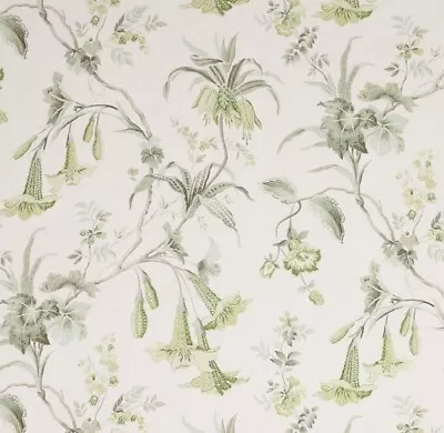 Colefax & Fowler Curtain Fabric 'DATURA - LEAF GREEN' 2.2 METRES - 100% Linen • £78.99