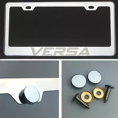 Versa Laser Engraved Polish Stainless Steel License Plate Frame Chrome Screw Cap • $29.99