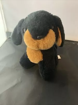 Vintage Black Brown Puppy Dog 8” Plush Stuffed Animal Rottweiler Doberman AQ • $13.99