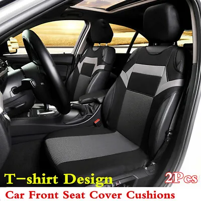 £19.32 • Buy 2-piece Set Black/Gray Polyester Car Front Seat Cover Cushions T-shirt Design 