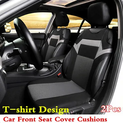 2-piece Set Black/Gray Polyester Car Front Seat Cover Cushions T-shirt Design  • £21.47