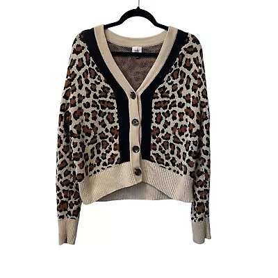 Cabi Cardigan Leopard Animal Print Sweater Buttons #(4289) Nine Lives Women's M • $39.99