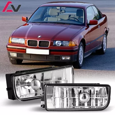 For BMW E36 1992-1998 Clear Lens Pair Bumper Fog Lights Front Lamps W/Bulbs • $34.99