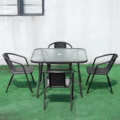 4 Seater Garden Table & Chair Set Outdoor Patio Furniture Dining Table Chairs • £69.95