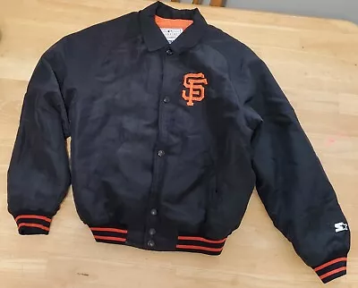 VINTAGE San Francisco Giants Varsity STARTER Jacket Youth Small W/ Orange Lining • $100