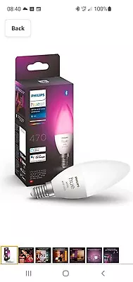 PhilipsPhilips Hue E14 A60 White And Colour Ambiance Candle Smart Bulb • $59