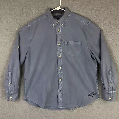 Margaritaville Shirt Adult Medium Blue Ocean Washed Button Down Beach Mens 675 • $8.71