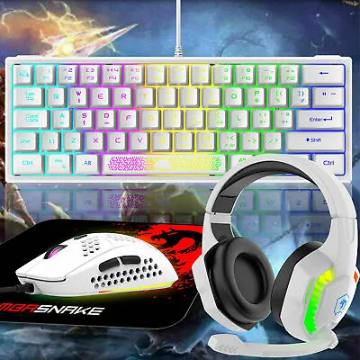 Gaming Keyboard Mouse And Mouse Pad Headset Combo RGB Backlit Wired USB For PS4 • $56.03