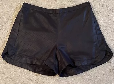 Zara Basic Perforated Faux Leather Womans Short Shorts Pleather Pull On Small • $12.90