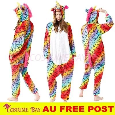 $26.95 • Buy AU Scale Rainbow Unicorn Jumpsuit Onesie Adult Kigurumi Unisex Pajamas Costume