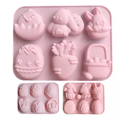 Easter Egg Chocolate Mold 6 Cavity Rabbit Easter Egg Silicone Molds DIY Mould • $9.73
