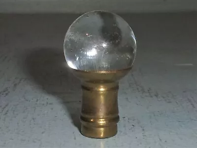 Vintage Lamp Finial Brass With Clear Glass Round Orb Marble • $10