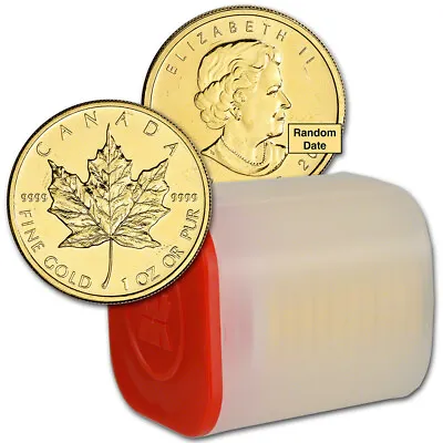 Canada Gold Maple Leaf - 1 Oz $50 .9999 - Random Year - 1 Roll 10 Coin Mint Tube • $23989.17