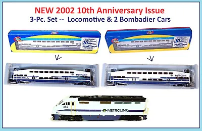 3-Piece Train Athearn METROLINK  BOMBARDIER COACH CONTROL CARS LOCO Locomotive N • $499.99