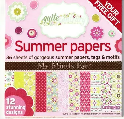 Paper Pack Summer Papers My Minds Eye 36 Sheets 12 Designs Ephemera Craft Pink • £4.99