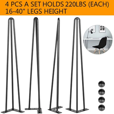 $58.59 • Buy VEVOR Hairpin Table Legs 16 To 40in Coffee Table Metal Legs Solid Iron Set Of 4