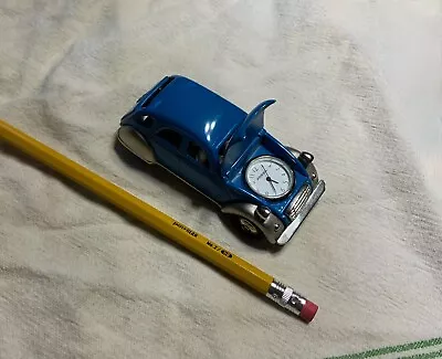 RARE Vintage Model Blue VW Beetle Clock Car Fossil 1930s Die-Cast • $15