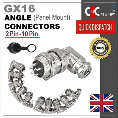 Aviation Plug GX16 Connector Metal Panel Cable Right Angle Bent L Shape 2 To 10 • £6.49