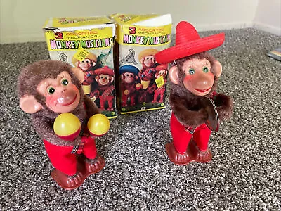 Vintage Mechanical Monkey Musicians TWO Maracas / Cymbols • $48