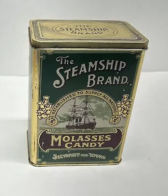 Vtg Antique The Steamship Brand Molasses Candy Tin - Stewart & Young - Glasgow • $34.99