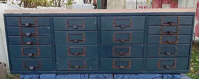 Vintage Industrial Metal Cabinet  Storage Chest 18 Tilt Open Drawers • $300