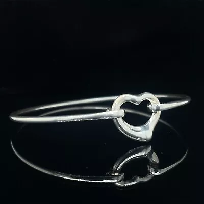 Tiffany & Co. Elsa Peretti 925 Sterling Silver Open Heart Bangle Bracelet • $499