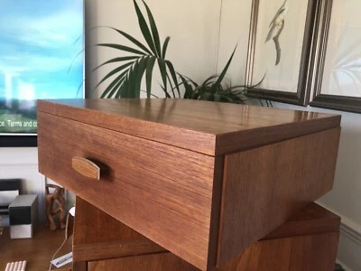 £55 • Buy Vintage G Plan Quadrille Bedside Drawers Table Teak Legs Taken Off To Wall Hang