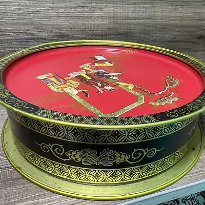 Asian Design Large Tin By Sunshine Biscuits LOVE STORY Double Sided Vintage Red • $29.99