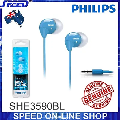 PHILIPS SHE3590BL Headphones Earphones - Extra Bass - BLUE Color - GENUINE  • $32.95