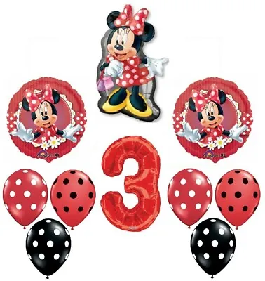 MAD About Minnie Mouse Red 3rd Birthday Party Balloons Decorations Supplies Set  • $18.25