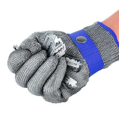 Stainless Steel Metal Mesh Butcher Glove Safety Cut Proof Stab Resistant M-XXL • £11.87