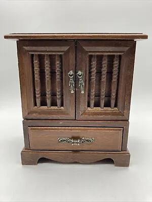 Vintage Wooden Jewelry  Music Box Four Drawer Made In Taiwan Works Beautiful! • $68