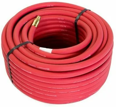 100 Ft 1/4  Id Continental Red Rubber Air Hose 1/4  Npt • $82.99