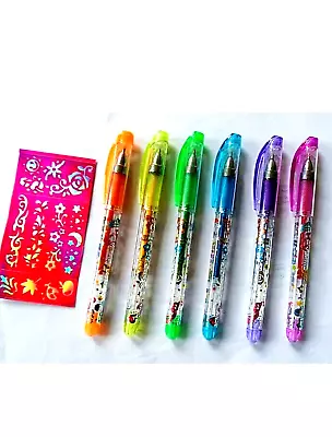 £3.25 • Buy Kids Temporary Washable Tattoo Gel Glitter Pens Stencil Kit Set Body Art Makeup