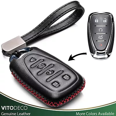 Vitodeco 5-Button Leather Key Fob Case For Chevrolet Camaro Malibu Volt Cruze • $14.99