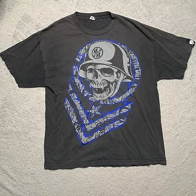 Vintage Metal Mulisha T-Shirt XL Skull & Helmet Faded Black Blue Motocross Biker • $15.29