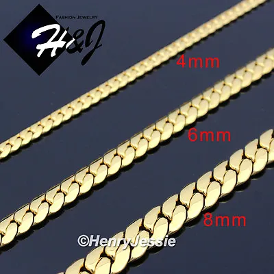 18-40 MEN Stainless Steel 3/4/5/6/8mm Gold Plated Miami Cuban Chain Necklace*155 • $14.99