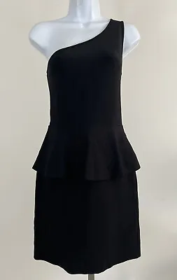 BCBG MaxAzria Malia Black Knit Cocktail Peplum Dress Sz L • $19.50