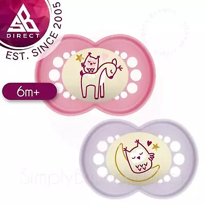 MAM Pure Night Soother│Glows In The Dark│BPA/BPS Free Materials│Pink│6m+│2Pk • $36.75