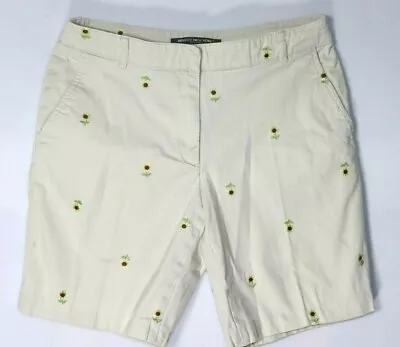 Briggs New York Womens Khaki Shorts W/ Sunflower Pattern 28  Waist Size 6P • $16.94