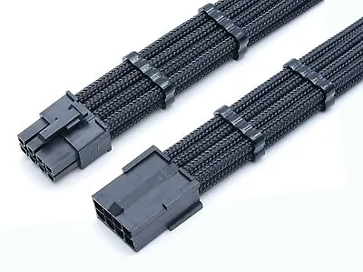 £8.99 • Buy 8 Pin PCIE GPU 30cm Extension Black Sleeved Extension Shakmods  + 2 Cable Combs